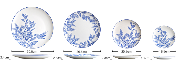 Blue Hummingbird Bone Dinner Set