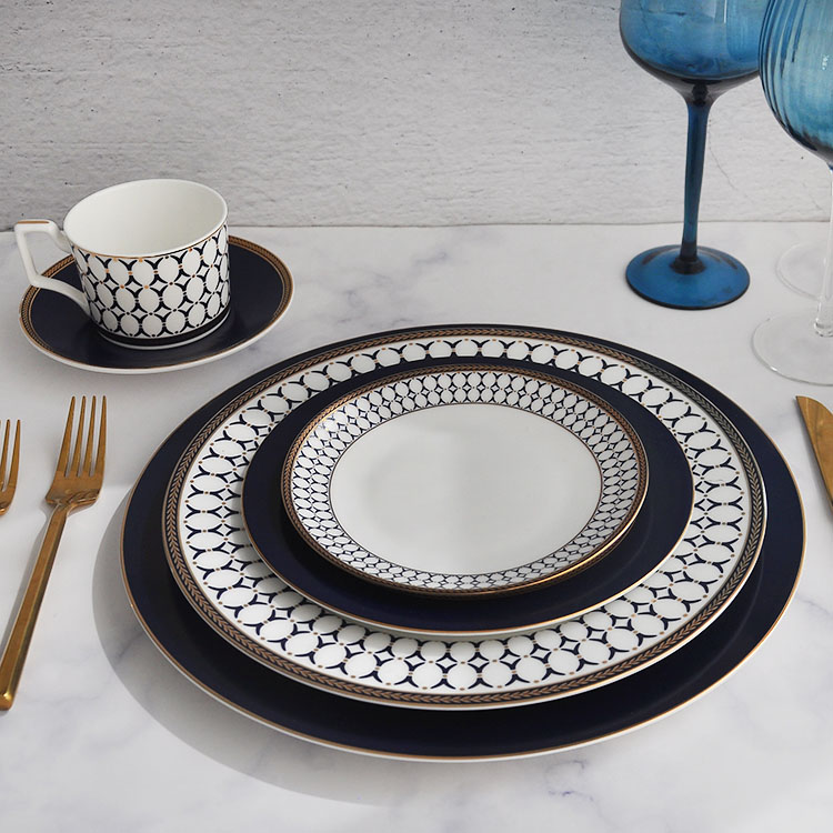 Fine Blue Bone China Dinnerware Set