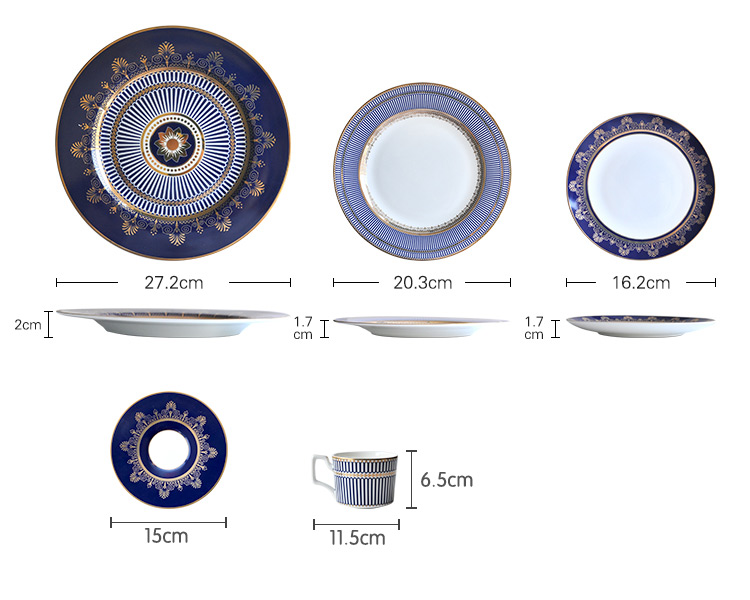 gold rimmed bone china dinner plates blue dish set