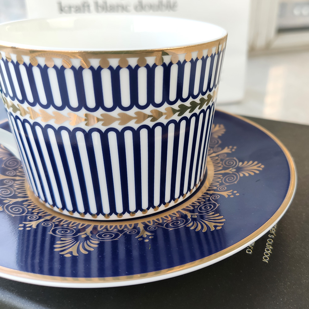 Gold Rimmed Dinner Plates Blue Dish Set