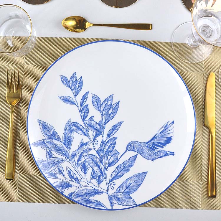 Blue Hummingbird Bone Dinner Set 