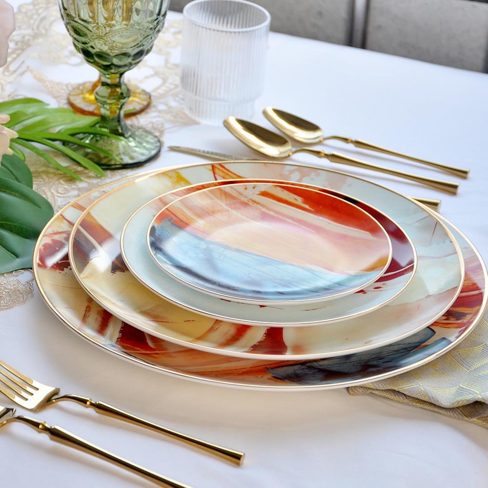 Colorful Ceramics Bone China Dinner Plate Set