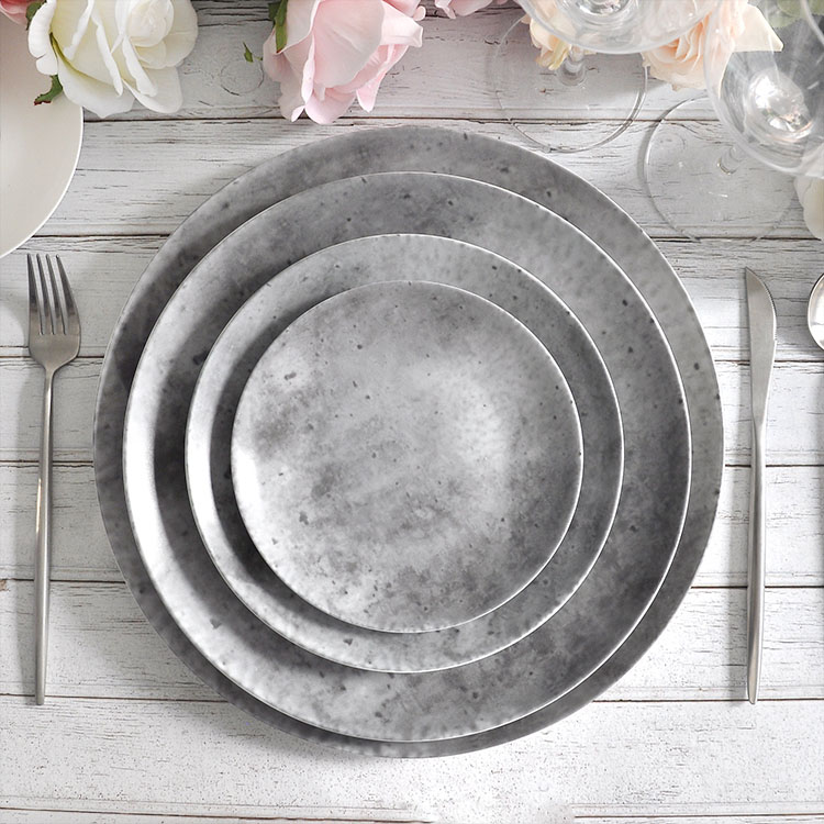 Grey Ceramic Dinner Plates Set