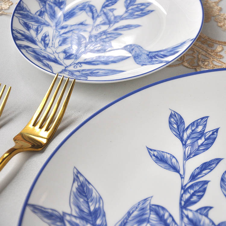 Blue Hummingbird Bone Dinner Set 