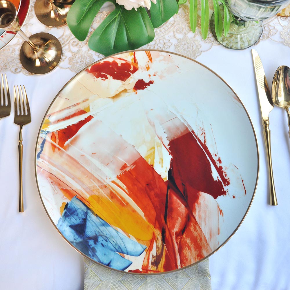 Colorful Ceramics Bone China Dinner Plate Set