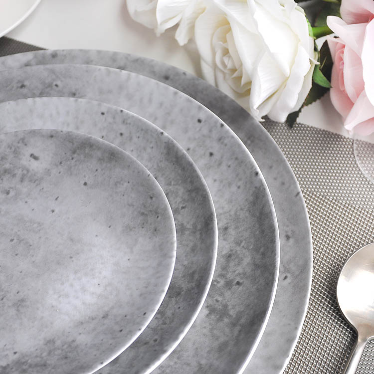 Grey Ceramic Dinner Plates Set