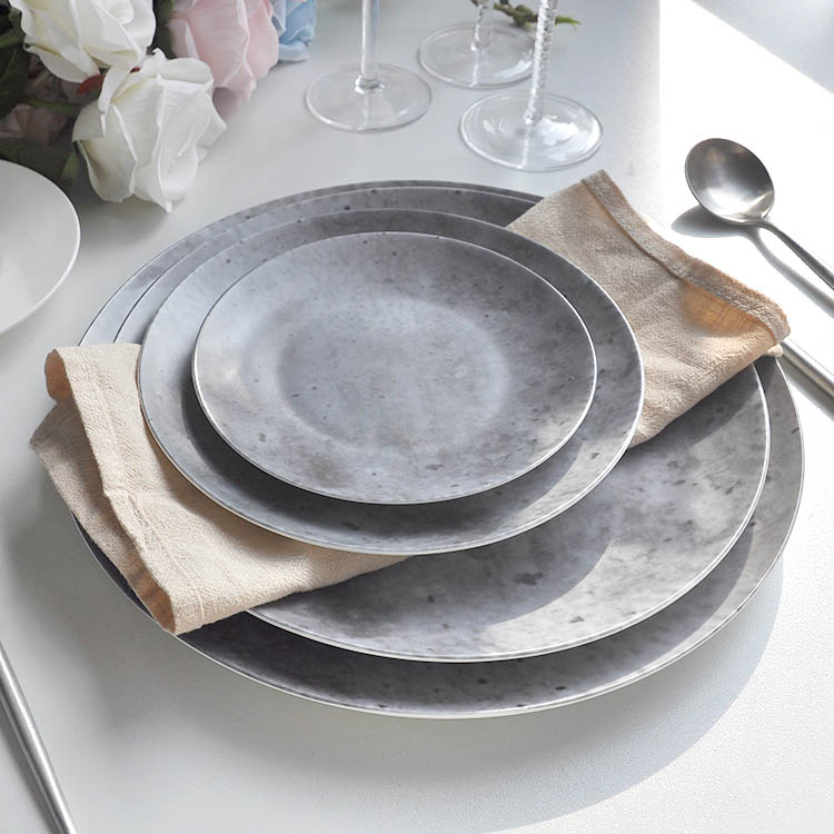 Grey Ceramic Dinner Plates Set