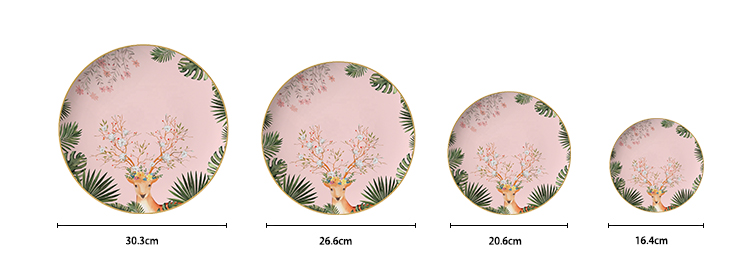 hot pink moose deer ceramic dinner plates set