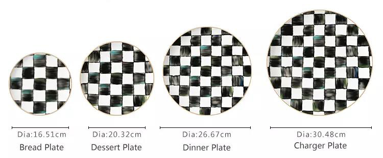 black and white cube dinner plate set and cup