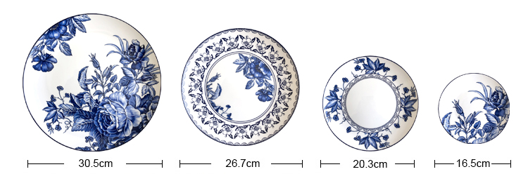 blue floral bone china dishes set