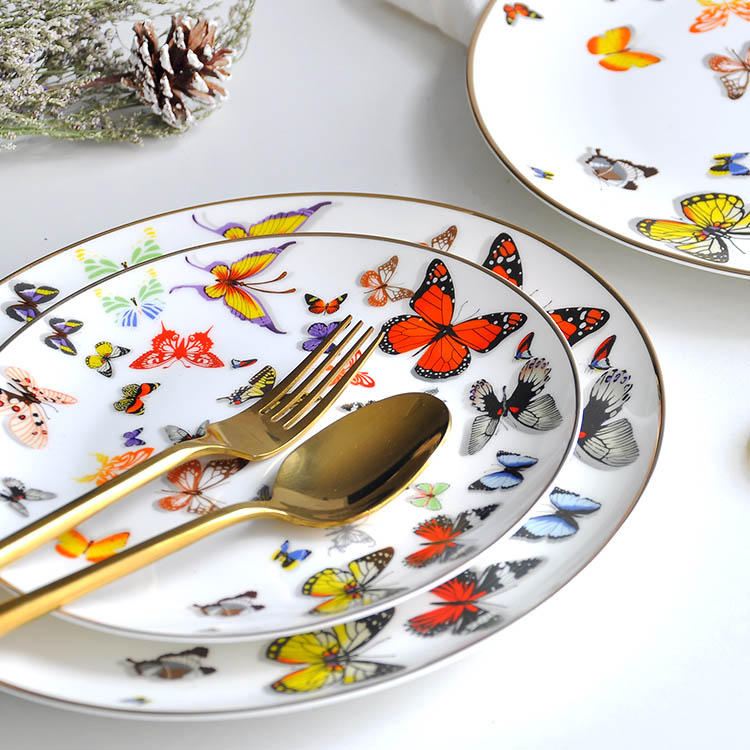 Colourful Butterfly Dinner Plate Set 