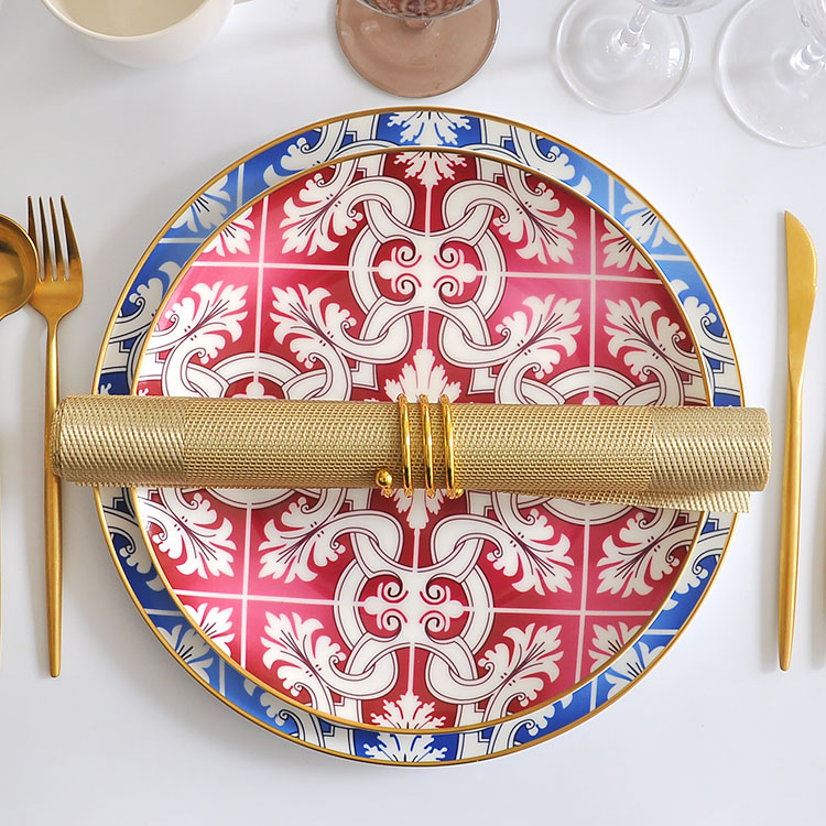 Luxury Blue Ceramics Dinner Plates Set