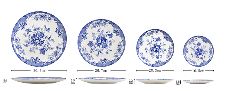 blue bird ceramic dinner plates set
