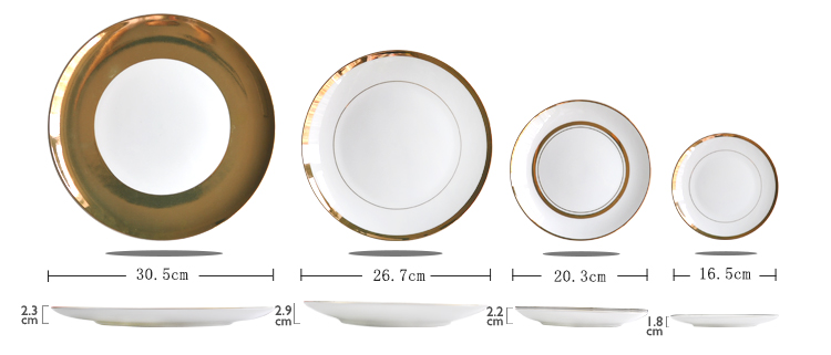 gold rim ceramics dinnerware set
