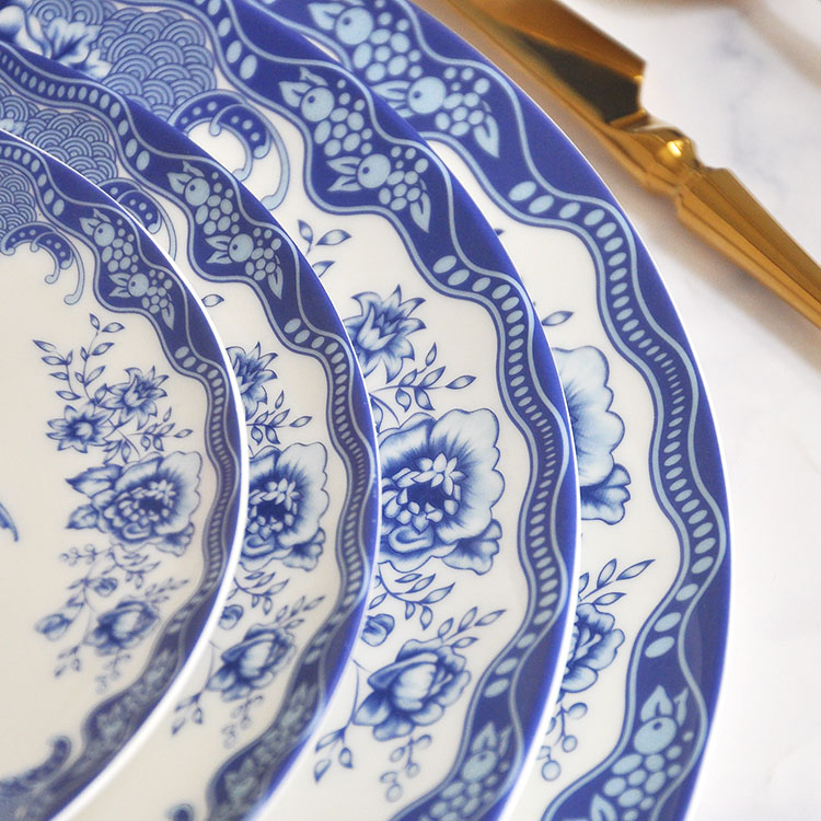 Blue Bird Ceramic Dinner Plates Set
