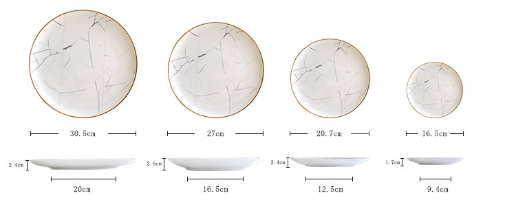 White And Gold Marble Dinnerware Plate Set