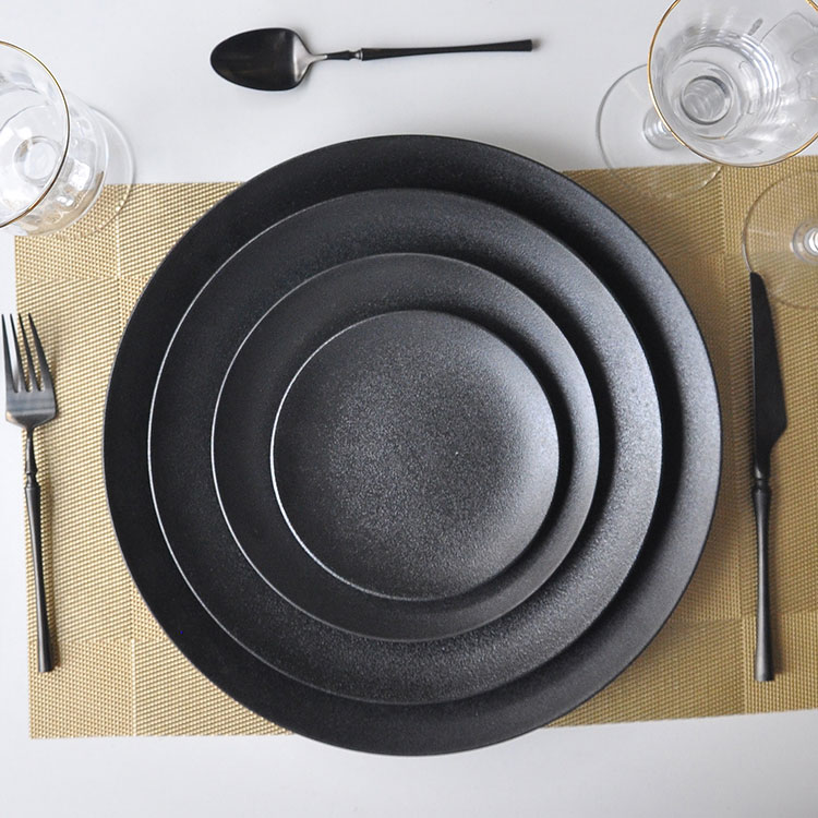 Matte Black Dinner Plate Ceramics Dinnerware