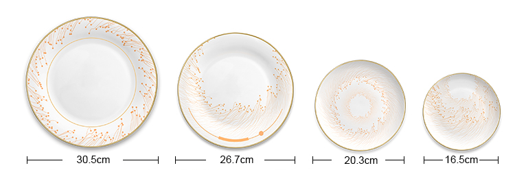 orange speckled ceramics dinner plates set