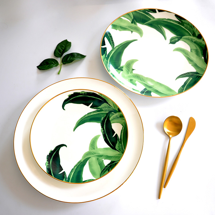 Green Banana Leaf Dinner Plates