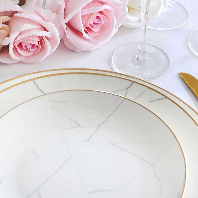 White And Gold Marble Dinnerware Plate Set