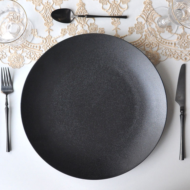 Matte Black Dinner Plate Ceramics Dinnerware