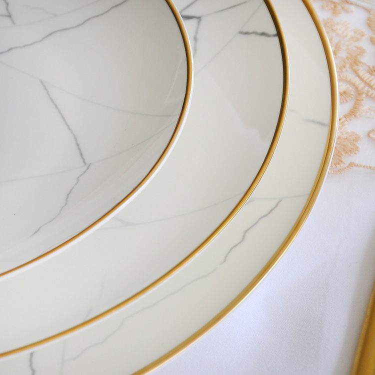 White And Gold Marble Dinnerware Plate Set