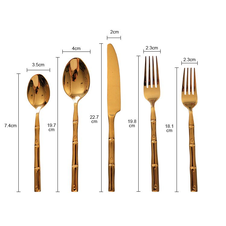 bamboo joint design coated stainless steel cutlery flatware set