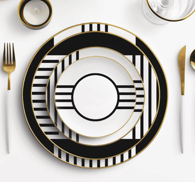 Black And White Ceramics Dinner Plates