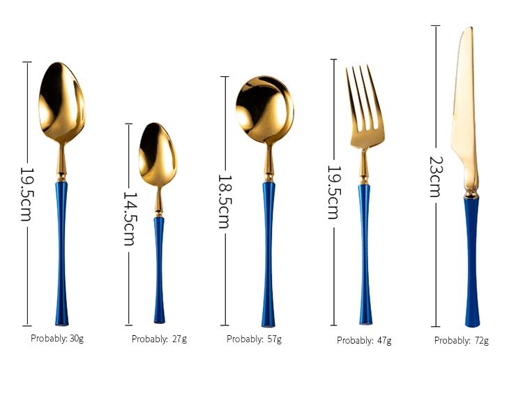 blue stainless steel flatware set