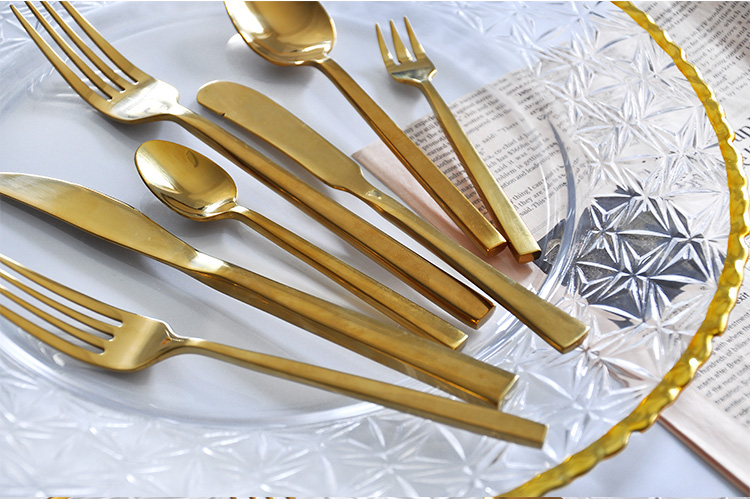 thick handled gold plated silverware cutlery set