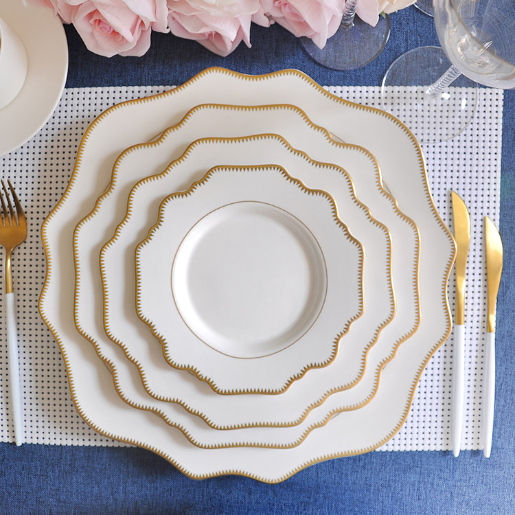 Sharp Tines Gold Rim Porcelain Dining Set 