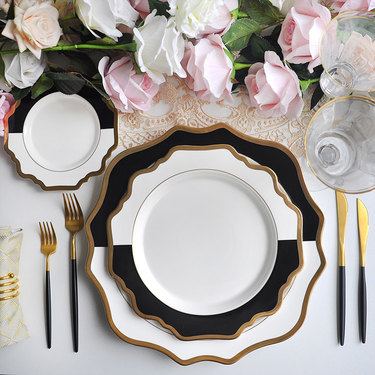 Black And White Porcelain Dinnerware Set