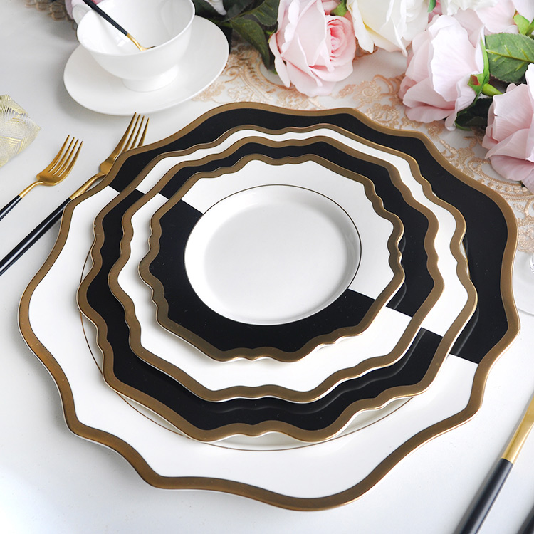 Black And White Porcelain Dinnerware Set