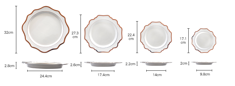 rose gold rim porcelain dinnerware set