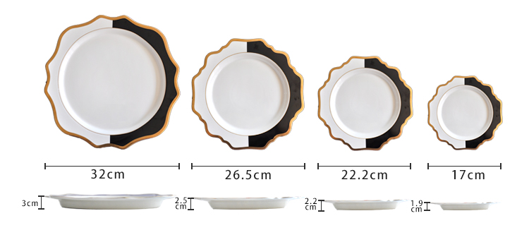 black and white porcelain dinnerware dinner plate service set