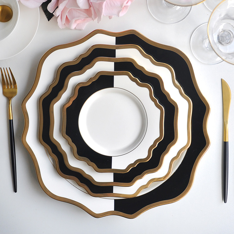 Black And White Porcelain Dinnerware Set