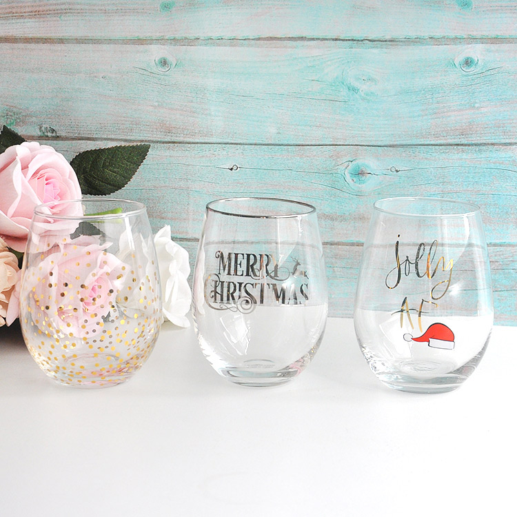 Clear Glass Stemless White Wine Glasses