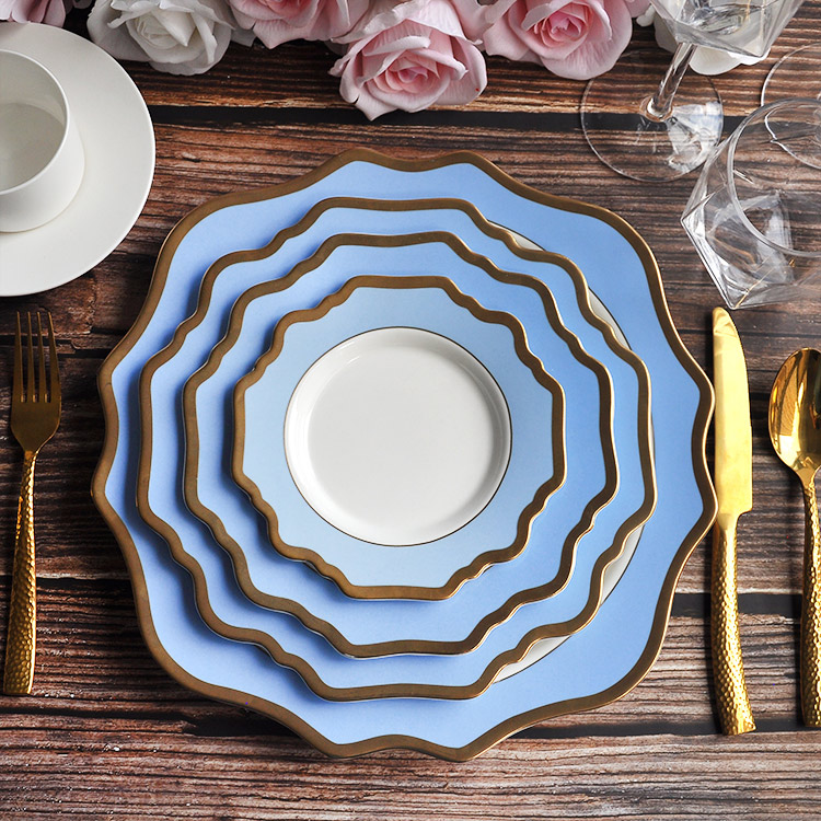 Light Blue Baroque Porcelain Dinnerware Set