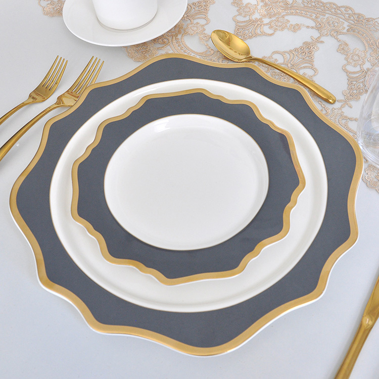 Grey Dinnerware Porcelain Plate Set