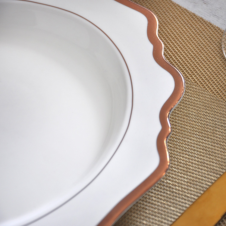 Rose Gold Rim Porcelain Dinnerware Set