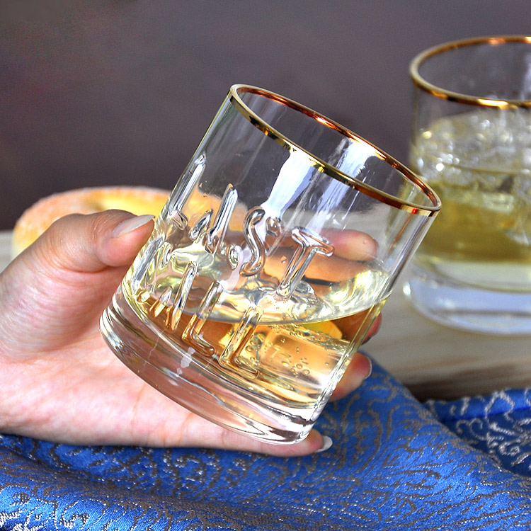 Embossed Letter Whiskey Glass Cup