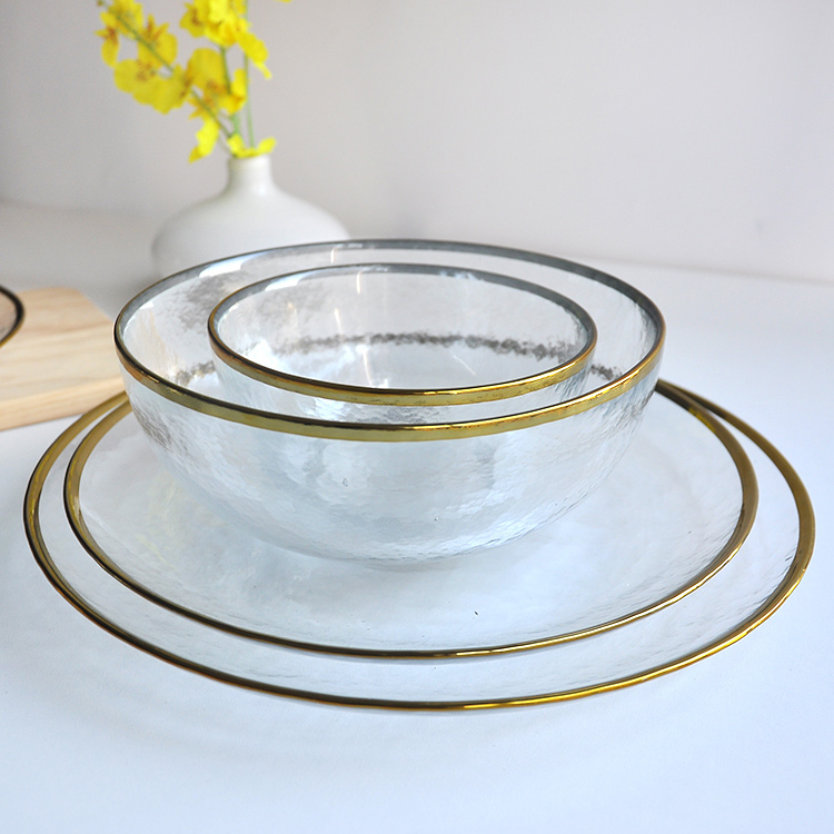 Gold Glass Dinnerware Set With Bowl Set