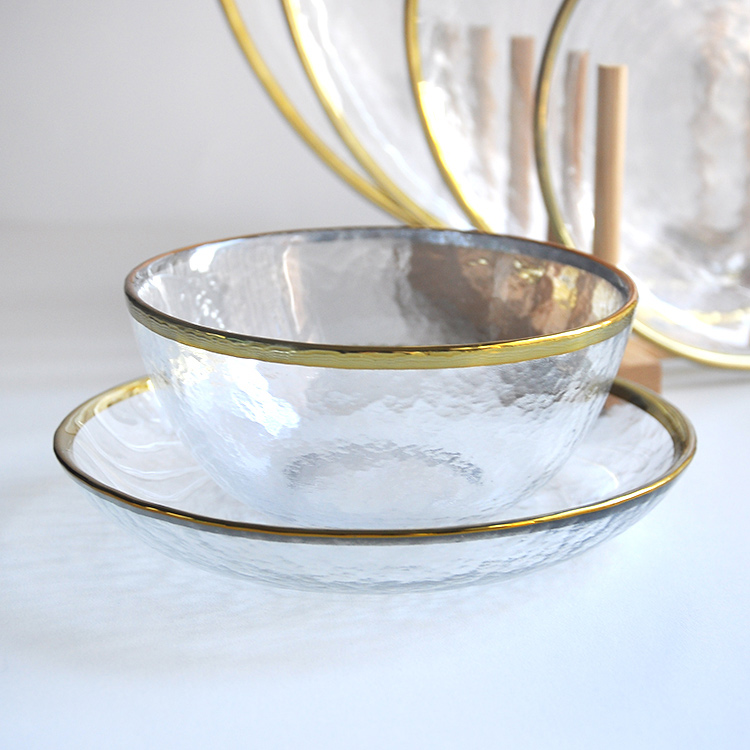 Gold Glass Dinnerware Set With Bowl Set