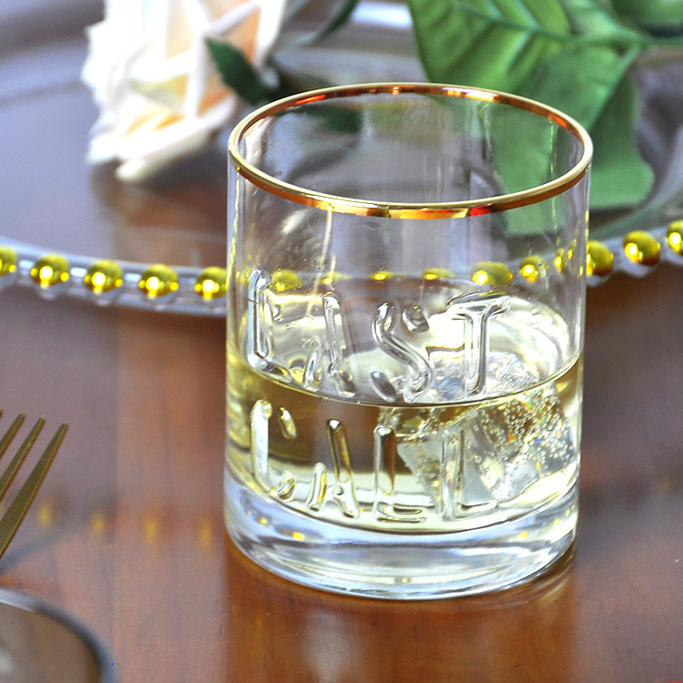 Embossed Letter Whiskey Glass Cup