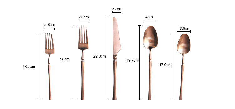 wholesale luxury rose gold serving knife fork spoon set