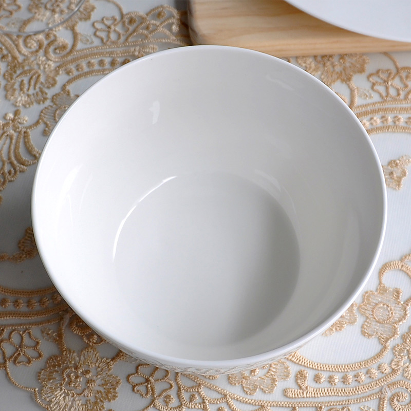 White Flat Bottom Ceramic Porcelain Salad Bowls