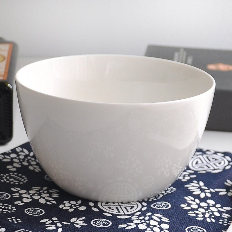 White Flat Bottom Ceramic Porcelain Salad Bowls