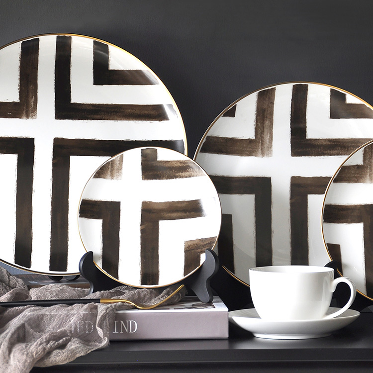 Black And White Stripe Dinnerware Plates 