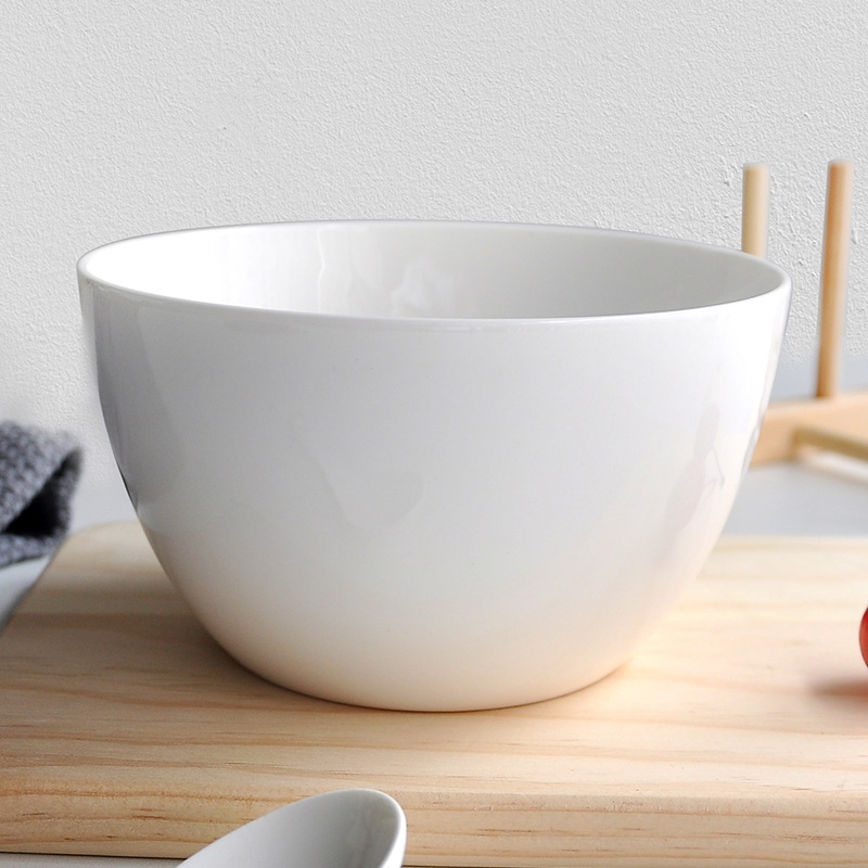 White Flat Bottom Ceramic Porcelain Salad Bowls