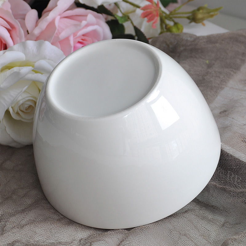 White Flat Bottom Ceramic Porcelain Salad Bowls